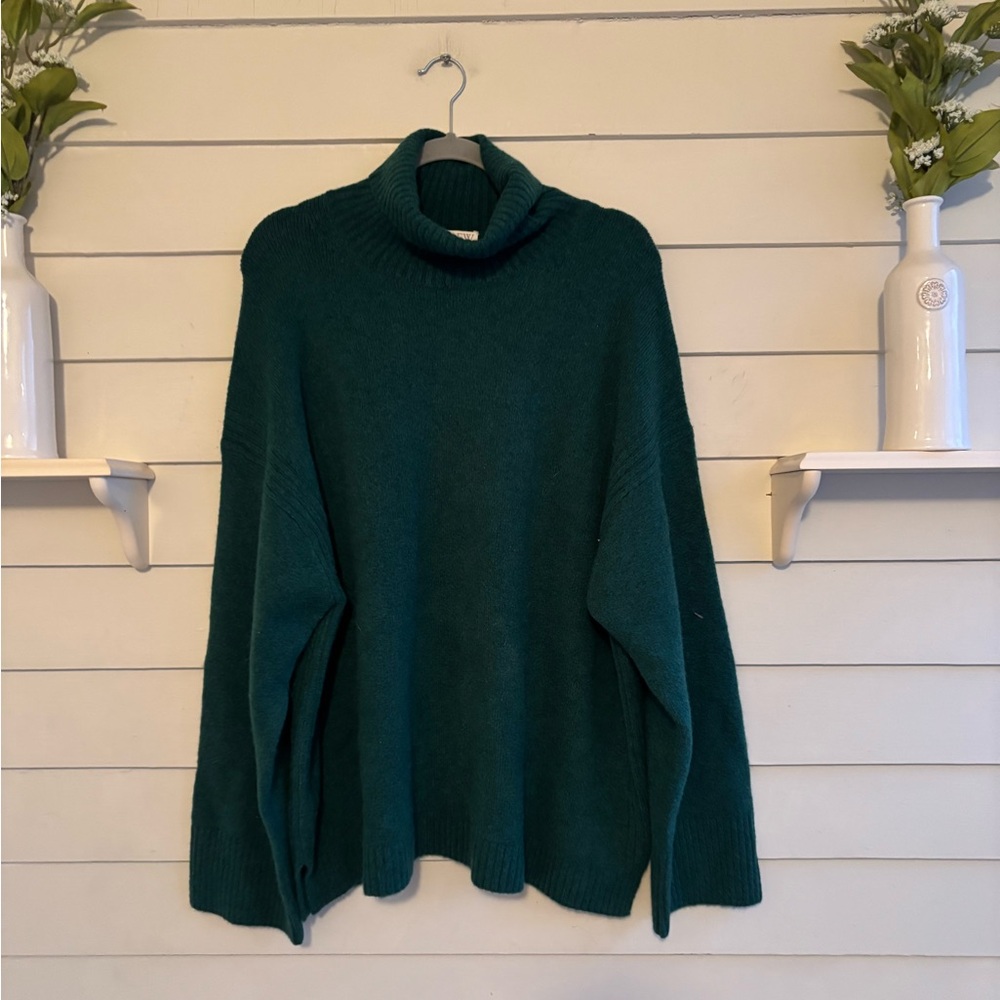 J. Crew Green Wool Alpaca Blend Turtleneck Sweater Women’s Size XXL